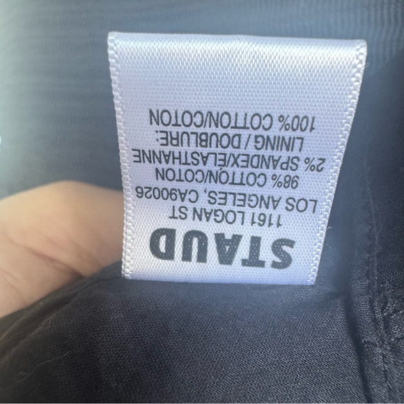 STAUD Landry open-back smocked tiered cotton-blend poplin mini dress sz S black - Picture 8 of 9